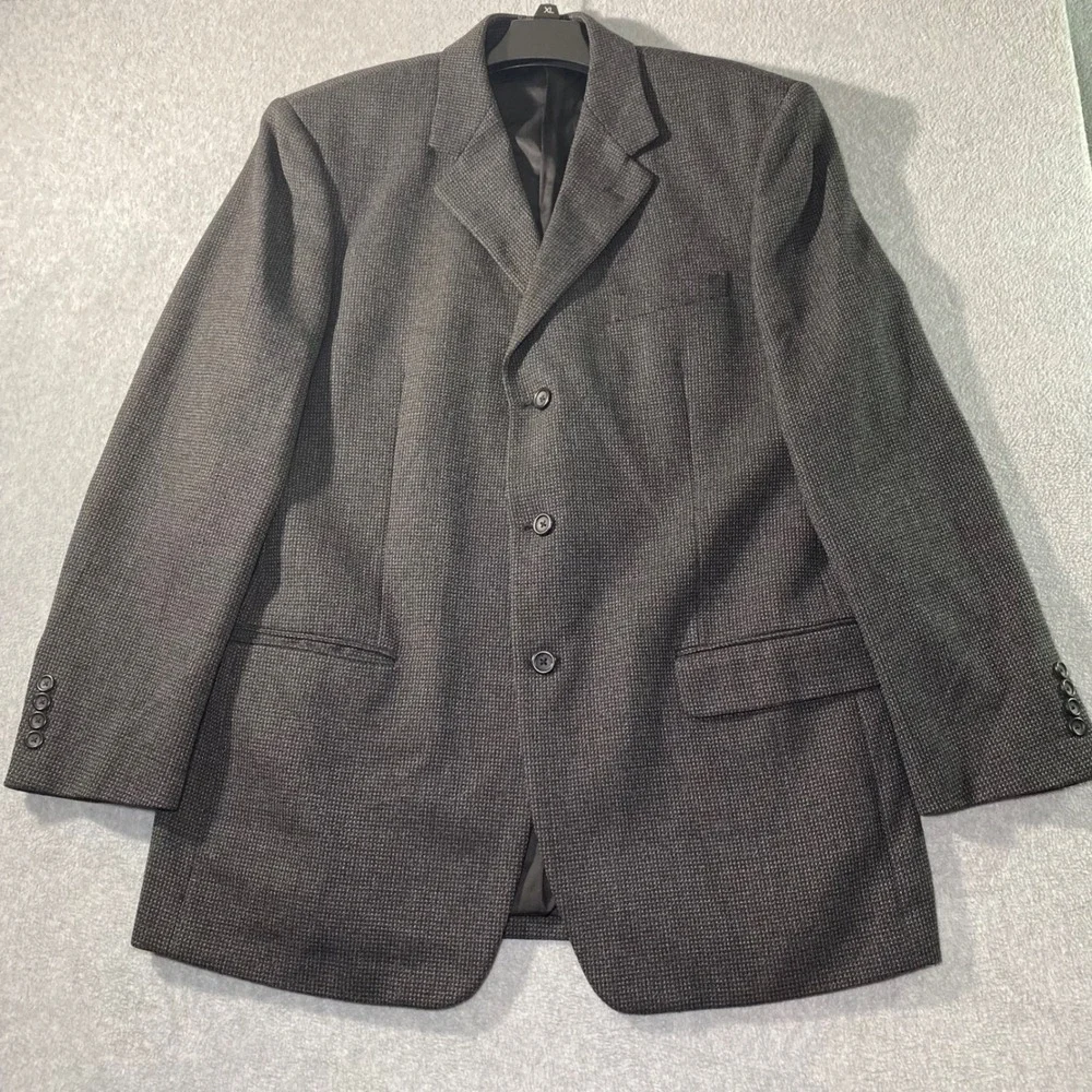 Vintage 90's Botany 500‎ Blazer Men 44 Long Gray 100% Wool 3 Button Sport EUC